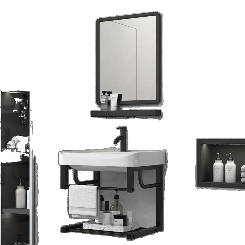 Wall-mounted washbasin, balcony and bathroom washbasin set, mini simple washbasin, triangular small apartment, ceramic washbasin Item Picture