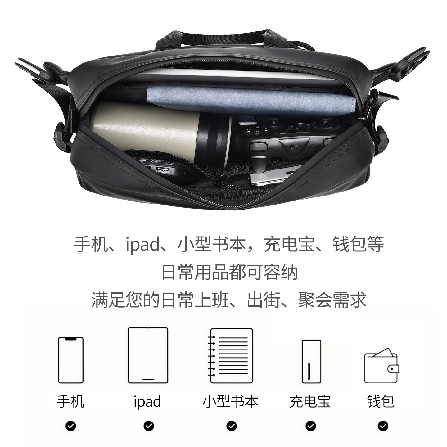 Cross-border trend functional single-shoulder bag, large-capacity multi-functional casual chest bag, men's crossbody bag, high-end small backpack Specification drawing
