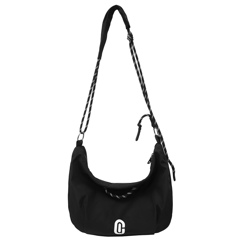 Crossbody bag for men and women, forest-style personalized nylon dumpling bag, large-capacity casual single-shoulder bag, college student class bag Item Picture