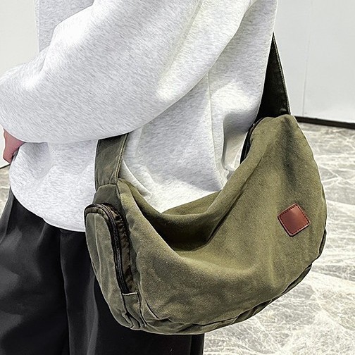 Canvas crossbody bag for women 2025 new style, casual retro single-shoulder bag, Japanese-style large-capacity messenger bag, men's backpack Specification drawing