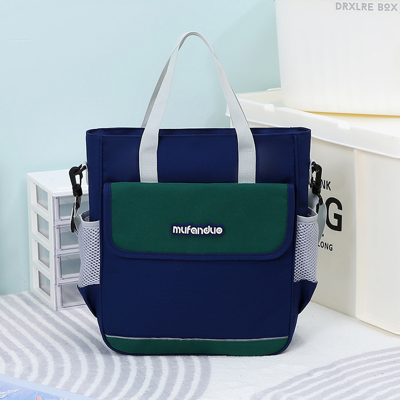 A large-capacity British color-blocking tutorial bag for primary school students, a lightweight color-blocking crossbody bag that can be used on both shoulders, a new and durable design Specification drawing