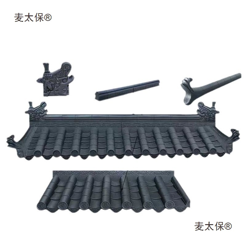 Antique tiles, resin tiles, eaves, storefront decorative tiles, plastic tiles, integrated fence tiles, fake blue tiles, roofs, Zhongmai Taibao Item Picture