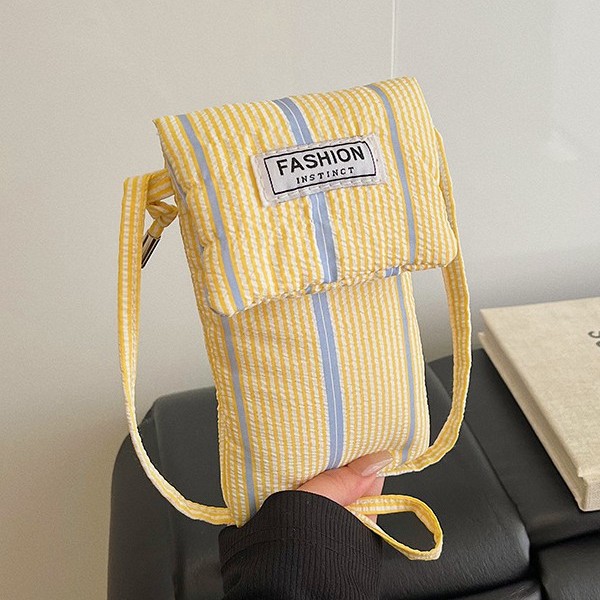 New portable phone small square bag, urban simple commuting mini single-shoulder bag, Korean version striped hand-held crossbody bag Specification drawing