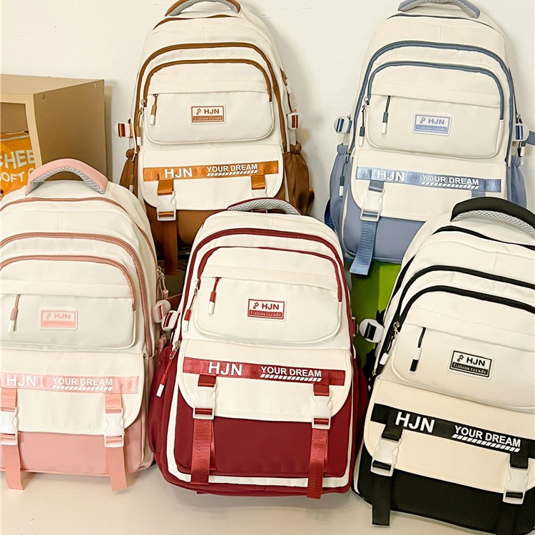 2025 New high-appearancelevel student bag, spliced color contrast large-capacity student schoolbag, casual for both boys and girls in junior and senior high school full figure
