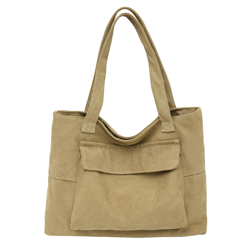 A Japanese solid-color large-capacity single-shoulder bag, a new retro and simple tote bag for the autumn and winter of 2024, a versatile student class bag Item Picture