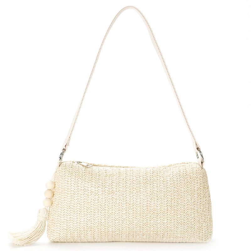 ins2024 New summer vacation style woven bag, large capacity handbag, shoulder bag, beach bag, straw woven bag full figure