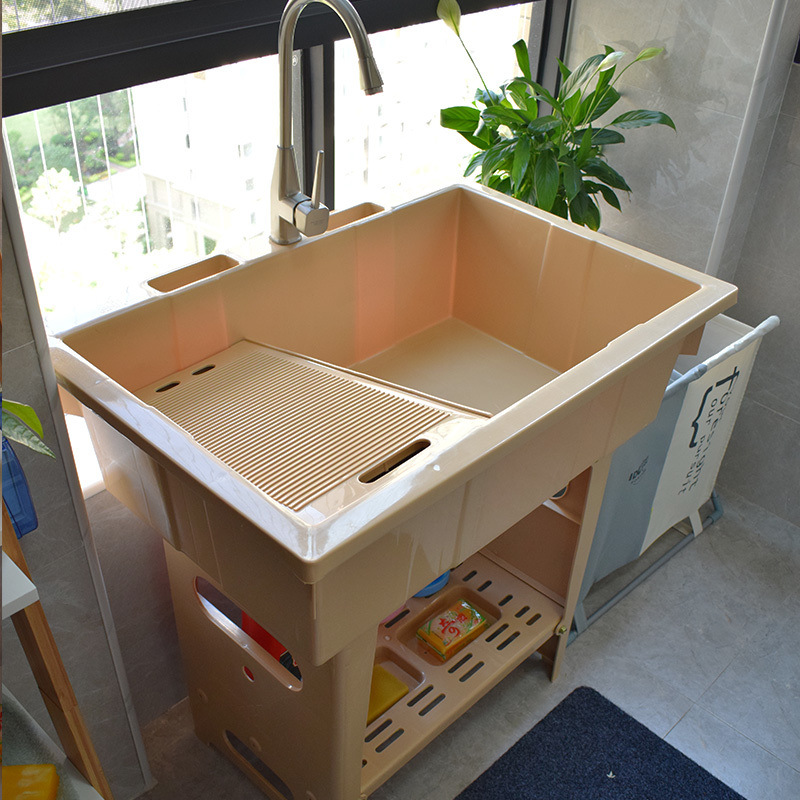 Plastic laundry sink, wardrobe, bathroom cabinet, balcony with washboard, floor-standing laundry basin, washbasin, thickened laundry table factory Specification drawing