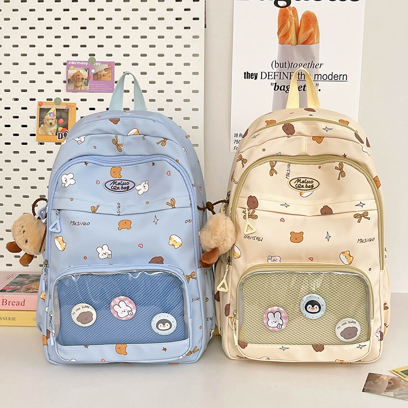 Cute Japanese-style transparent bag, large-capacity backpack, schoolbag for girls, high school and junior high school students, high-appearance-level backpack full figure