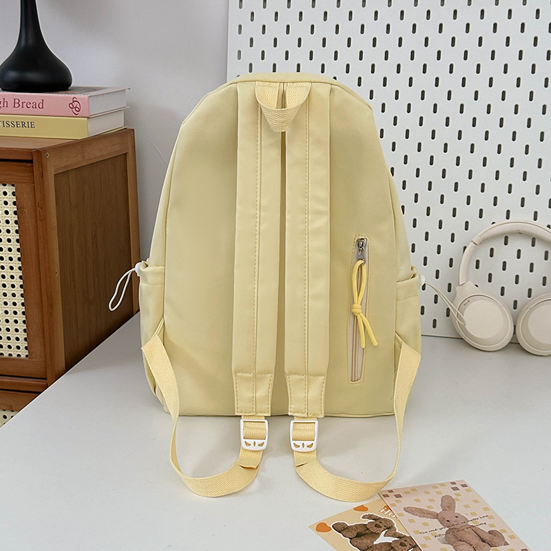 Forest-themed InS-style campus casual solid color schoolbag, simple and versatile lightweight backpack for girls, high school and college students' backpacks Specification drawing