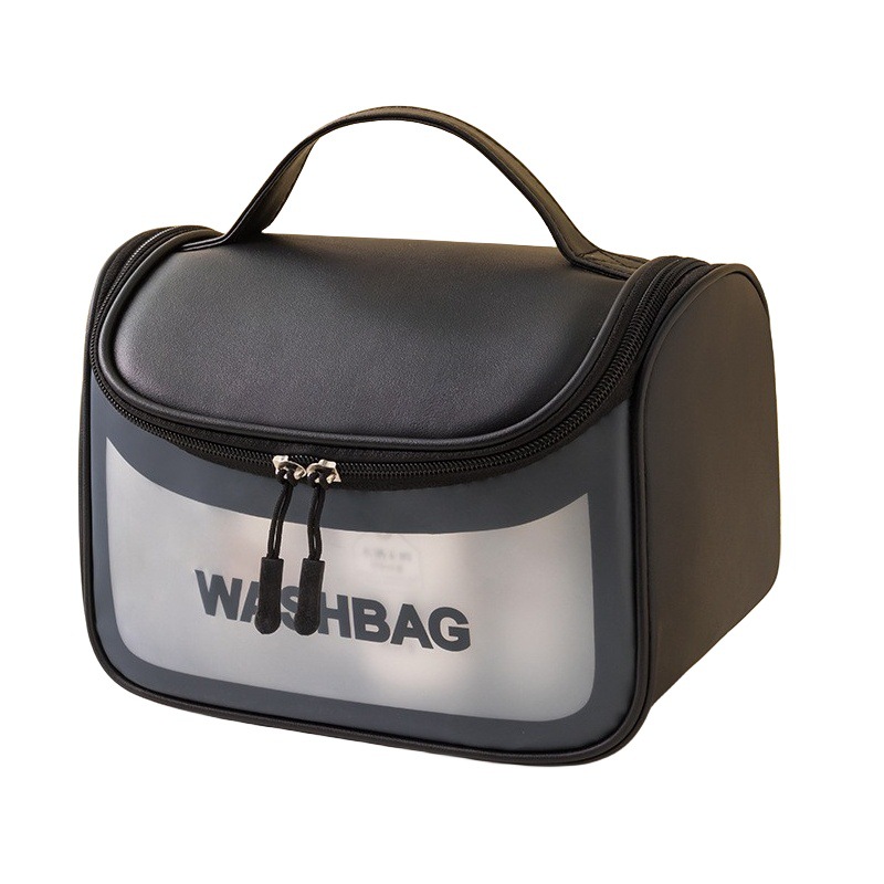 PVC matte transparent waterproof hook toiletry bag, travel portable hook flip cover large-capacity cosmetics storage bag Item Picture