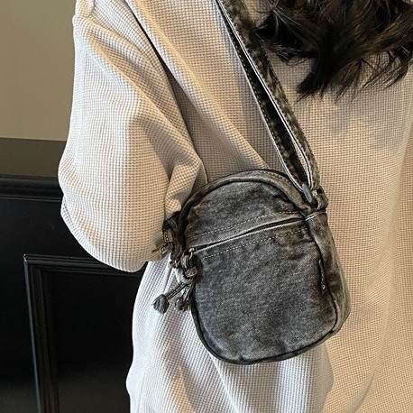 2025 Casual retro single-shoulder crossbody bag for women, Japanese denim, mobile phone, backpack, zipper small bag, foreign trade crossbody bag Specification drawing