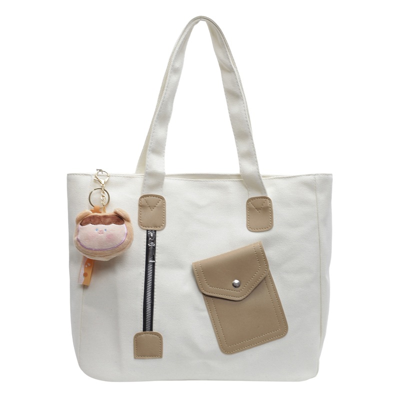 This is a niche design tote bag with a simple and elegant style for women. It has a large capacity for commuting to school at 8 a.m. and a casual and laid-back single-shoulder bag Item Picture