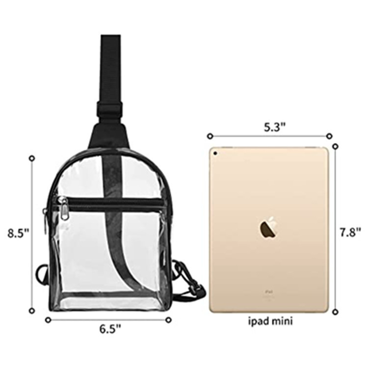 Amazon's new pvc transparent backpack, a horizontal shoulder bag for both men and women, and a custom-made chest bag Specification drawing