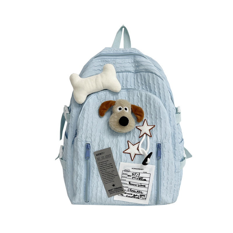 New cross-border schoolbag, niche pleated star cute backpack, Japanese-style sweet girl backpack, large-capacity travel backpack Item Picture