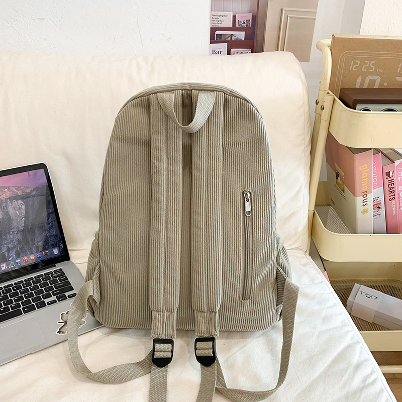 Japanese-style schoolbag for girls on Instagram, forest-themed casual middle school backpack, artistic corduroy girl's shopping backpack Specification drawing