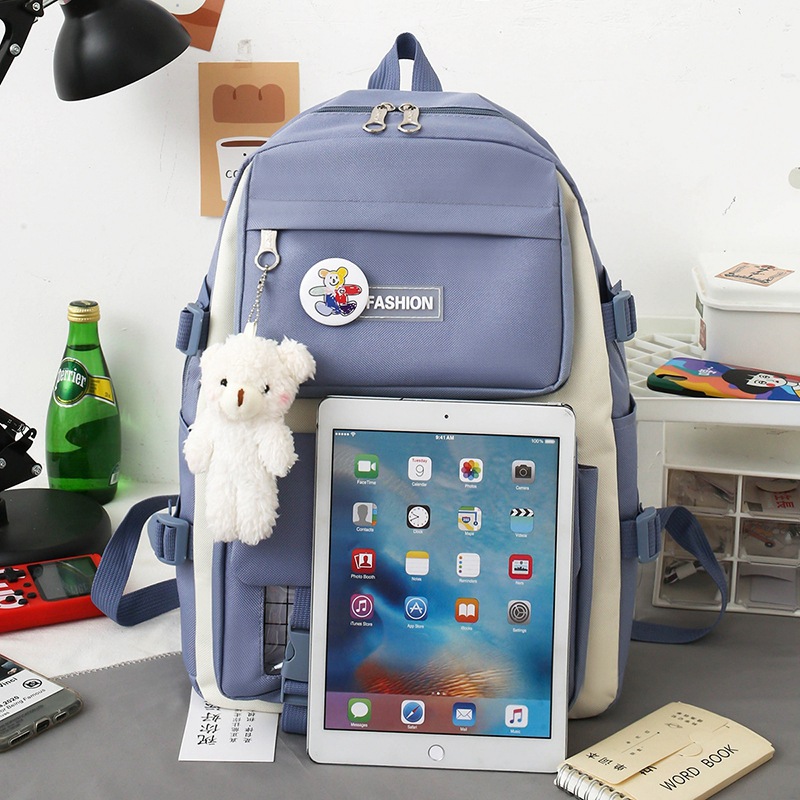 New large-capacity five-piece Korean version children's backpack and backpack for grades three to five and six Application Scenario