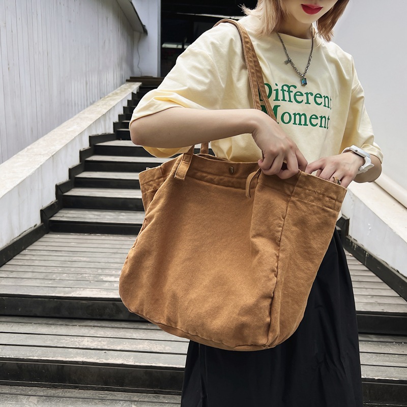 Lazy style Tote bag for women 2022 New washed canvas bag, artistic large bag, Japanese-style large-capacity canvas bag for class full figure