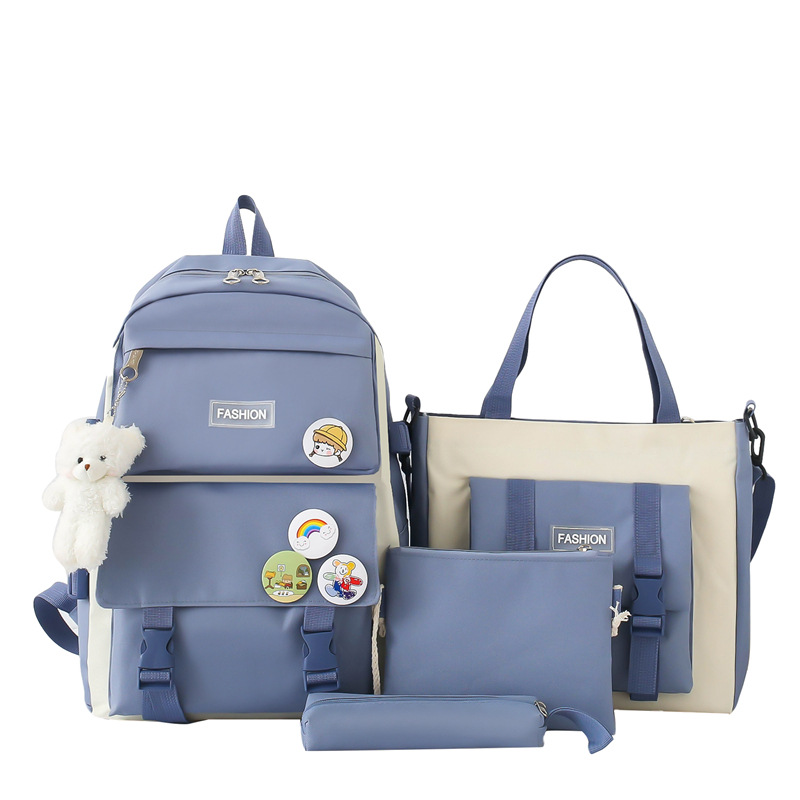 2025 New ins schoolbag for girls in Harajuku style, large-capacity four-piece backpack for junior and senior high school students, outdoor backpack Item Picture
