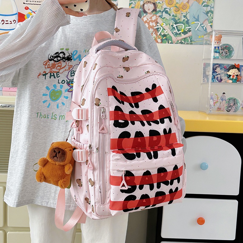 High appearance level schoolbag, dirt-resistant nylon, lightweight and large-capacity high school backpack for both boys and girls, high school student letter printed backpack Application Scenario