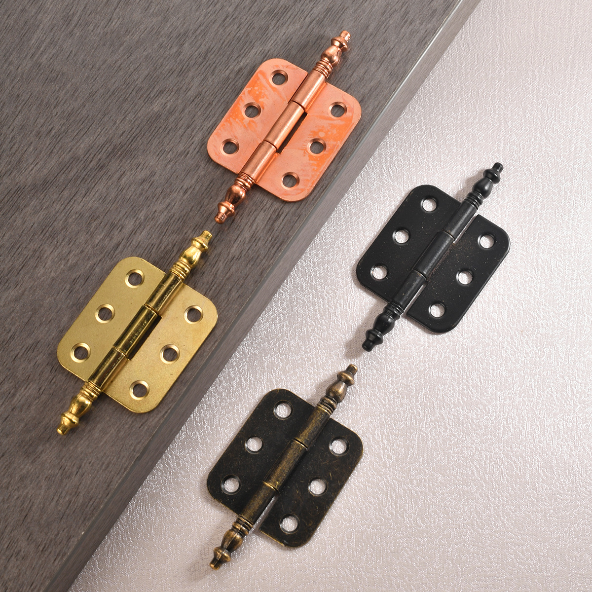 Jingmao -1018 Crown Head Home Decoration Hardware Accessories Antique Hinge 6-hole Gift box Iron Sheet Open Hinge full figure