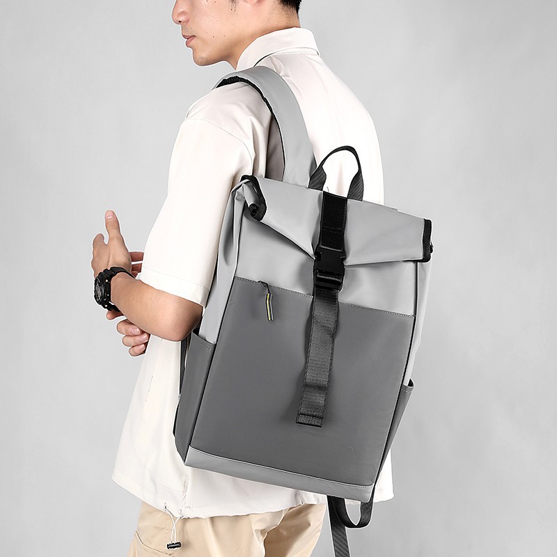 Color-blocking, fashionable and trendy men's backpack for work and commuting, computer backpack, sporty style, large-capacity student schoolbag Specification drawing