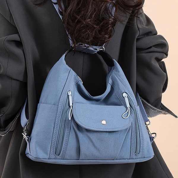 Retro soft fabric large-capacity motorcycle hot girl backpack with multiple carrying methods, high-end and versatile single-shoulder crossbody tote bag details Picture