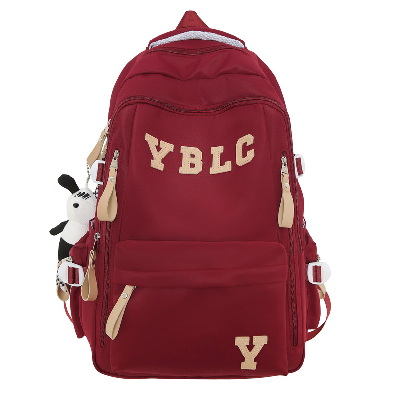 Japanese-style Instagram schoolbags, cool and trendy college couple simple backpacks, large-capacity letter casual backpacks for middle school students Item Picture