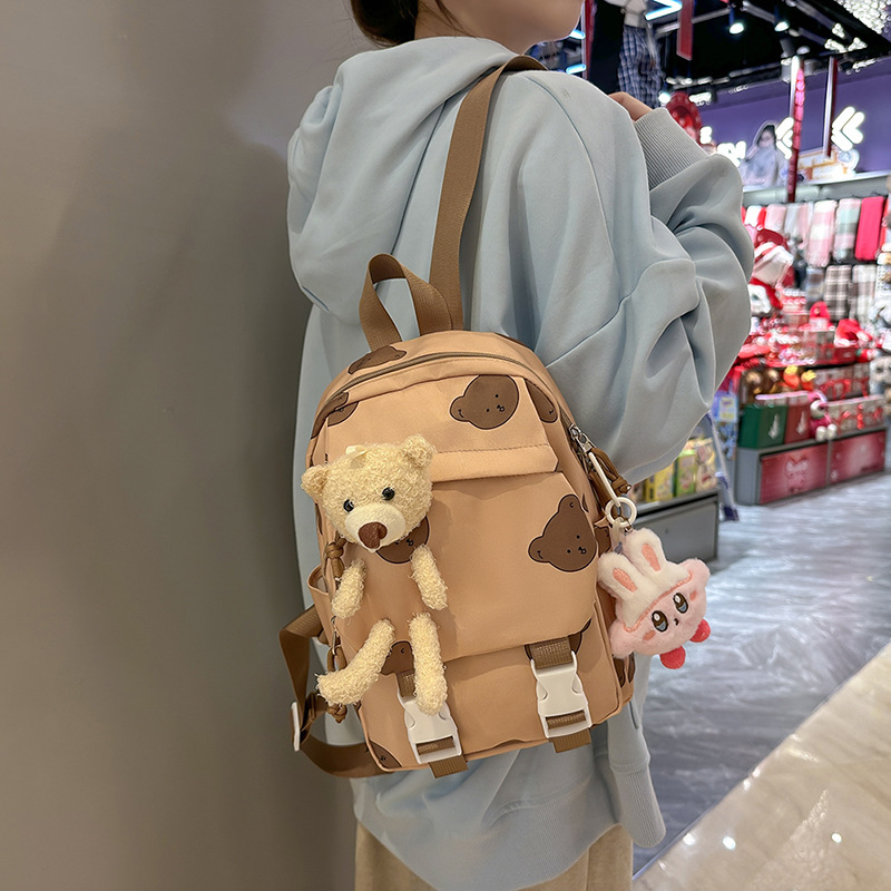 New cute little bear lightweight backpack, Japanese-style Instagram student casual mini backpack, versatile backpack for girls details Picture