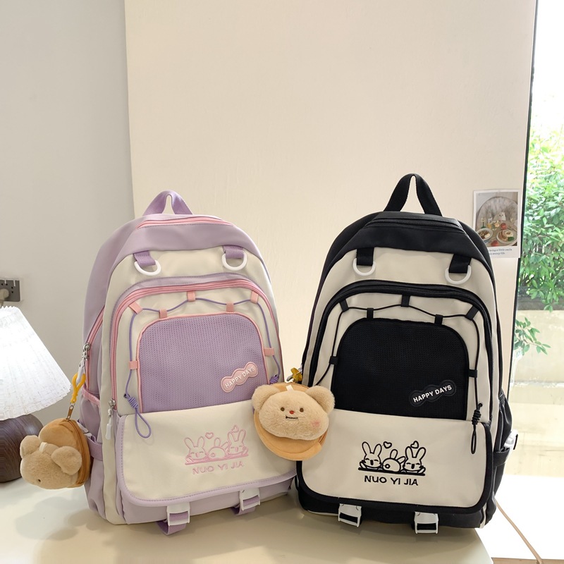 Cross-border color-blocking backpacks for junior and senior high school students are cute and fresh. Lightweight and large-capacity schoolbags for college girls Specification drawing