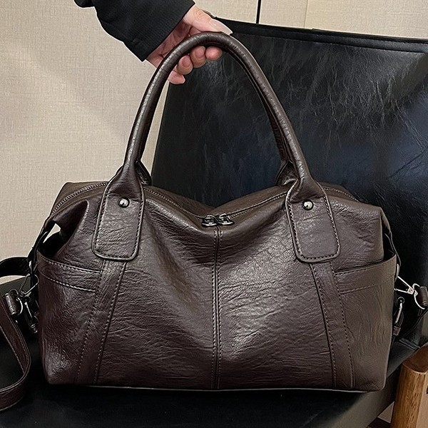 Cross-border retro Tote bag for women, new winter 2024 fashion pu single-shoulder bag, large-capacity commuter crossbody bag full figure