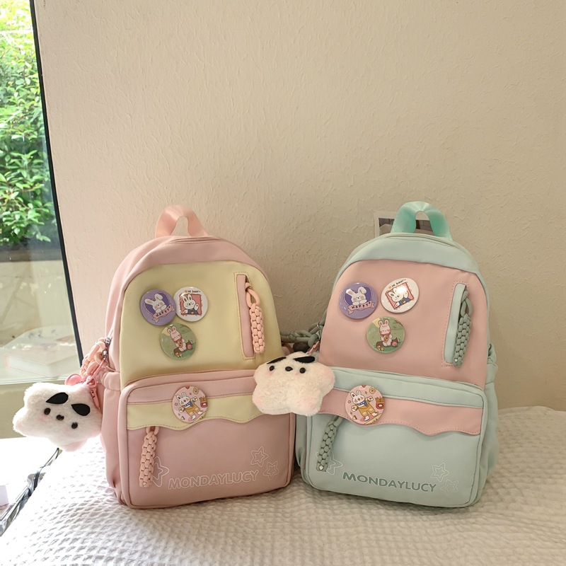 Cross-border high-looking-level soft girl color-blocking girl backpack, cute schoolbag, backpacks for college students, junior high school students and primary school students Application Scenario