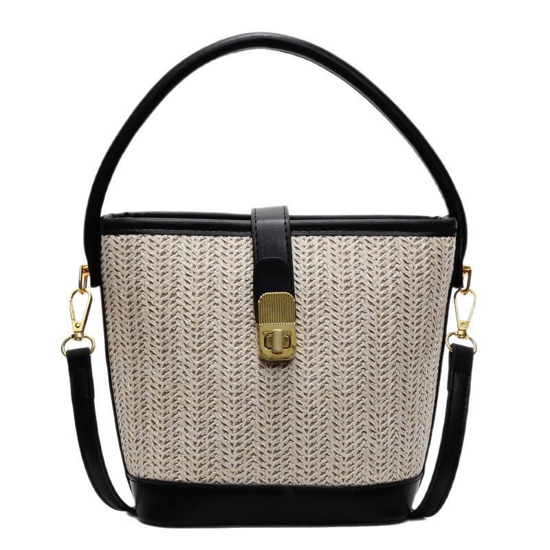 The new 2025 trendy and fashionable woven hand-held bucket bag features a high-end texture and a niche design. It is a single-shoulder crossbody bag Item Picture