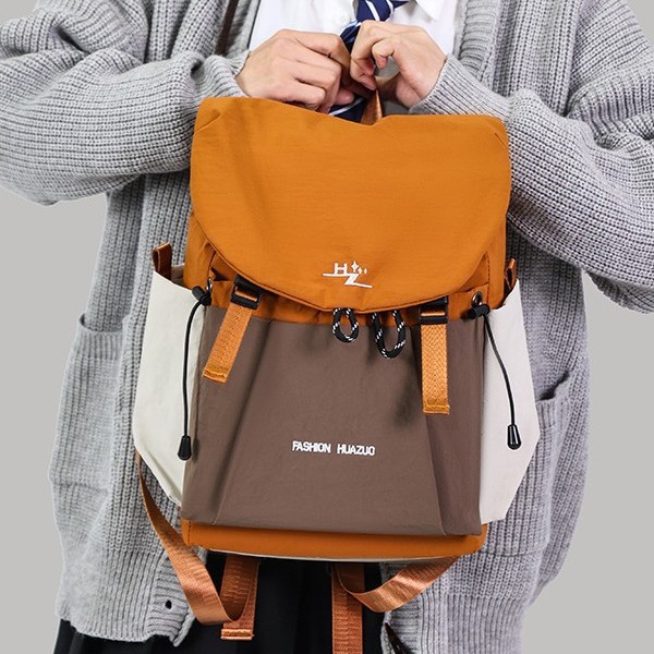 Cross-border travel backpack for women, large capacity, casual and lightweight, commuting backpack, simple and versatile girls' schoolbag full figure