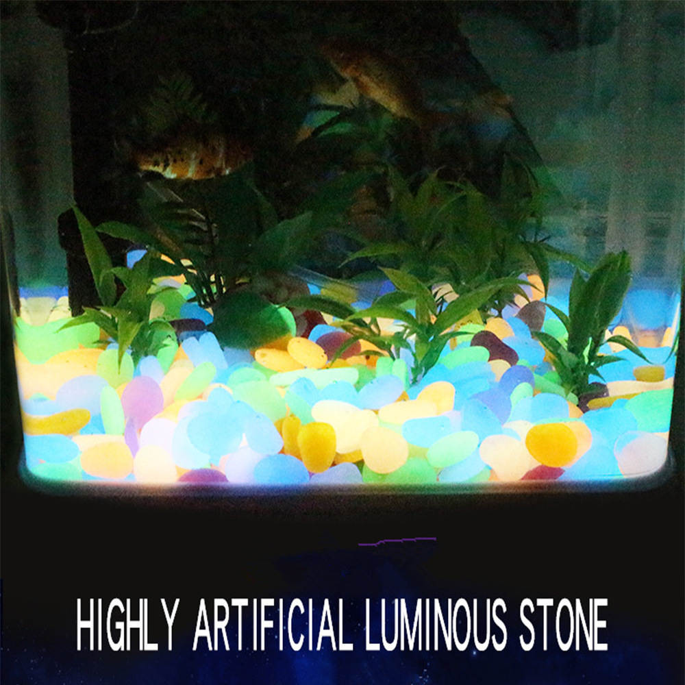 100 pieces of cross-border luminous pebble fish tank aquarium flower garden landscape colored luminous stones and translucent stones Specification drawing