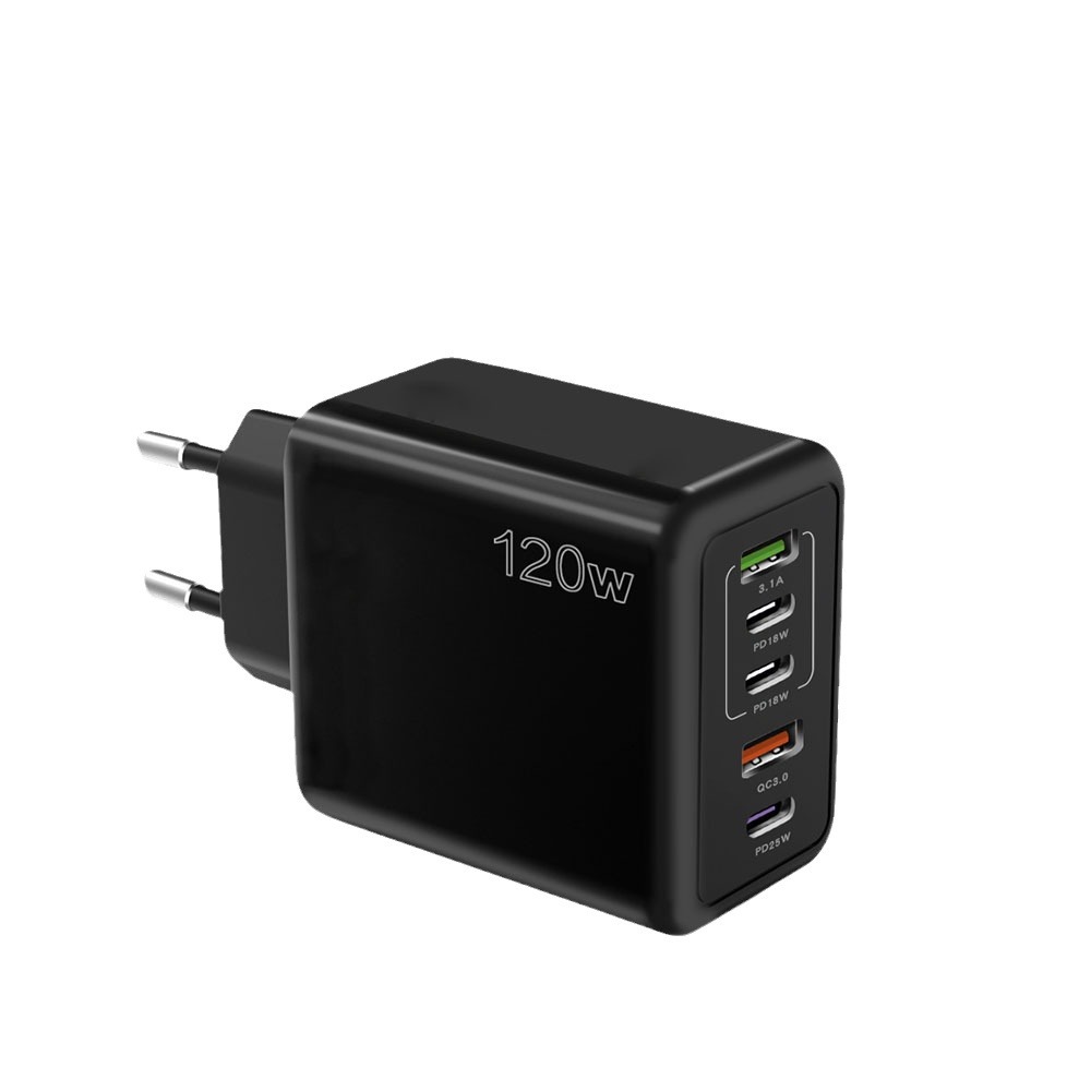 CE certified 120W mobile phone fast charging head Type-C, European and American standard UK PD+USB multi-port adapter tablet charger Item Picture