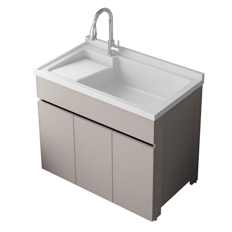 Honeycomb aluminum balcony washing cabinet, combined washing pool, household washing table face, hand basin, washing trough integrated cabinet with washboard Item Picture