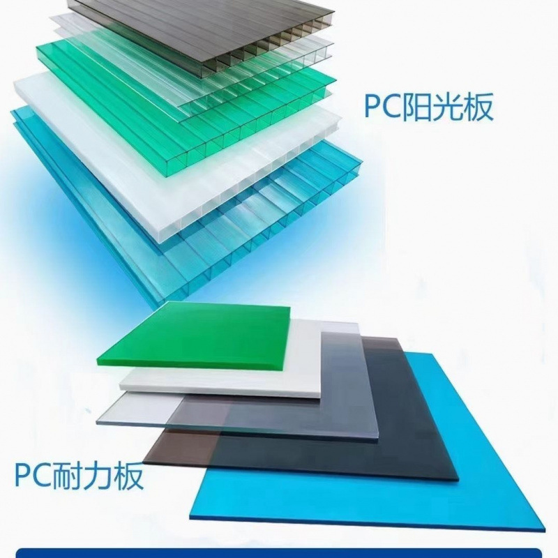 Four-layer hollow polycarbonate sheet, double-layer frosted opaque roof, flat honeycomb board, dust-proof baffle, carport, sliding door details Picture
