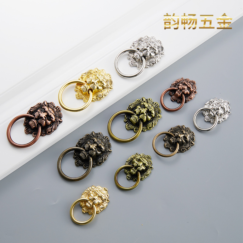 European-style alloy single-hole lion head handle drawer, antique cabinet door handle, wardrobe, kitchen cabinet, home decoration retro handle full figure