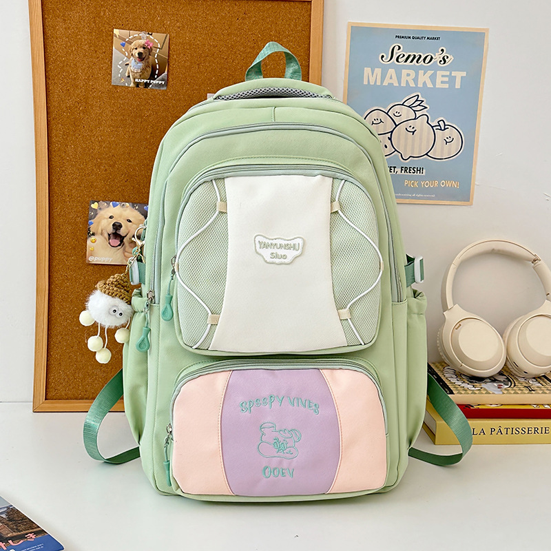 New large-capacity backpack, college-style casual travel bag, fashionable study bag for junior and senior high school students, and college student schoolbag details Picture