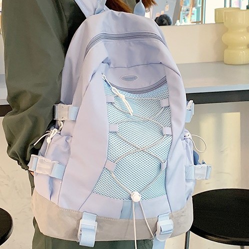 Fashionable, new, fresh and contrasting color outdoor travel backpack with large capacity, student casual commuting schoolbag Specification drawing