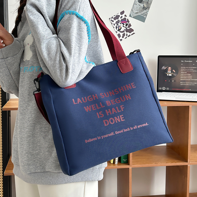 Korean version hand-held tote bag with large capacity, new printed underarm single-shoulder bag from Japan and South Korea, student casual commuting crossbody bag full figure