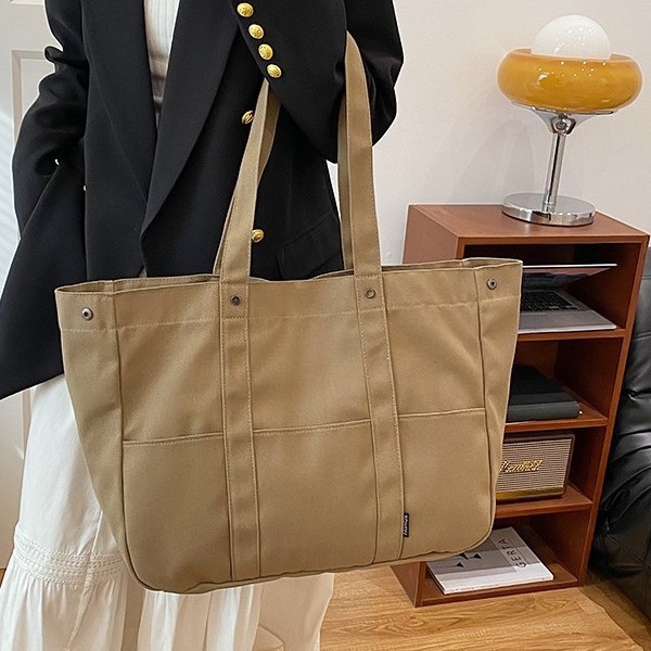 "2025 New style canvas cross-border large-capacity hand-held shoulder bag, Japanese college student class bag tote bag. full figure