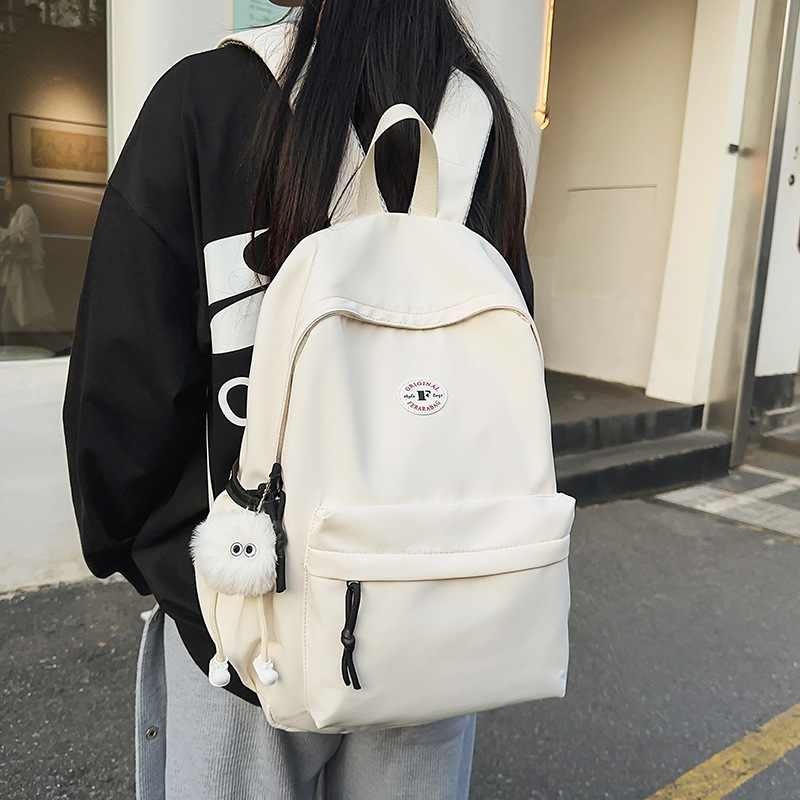Japanese-style InS-style campus casual solid-color schoolbag, simple and versatile lightweight backpack for girls, high school and college students' backpacks full figure