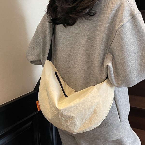 2025 New fashionable solid-color workwear bag, crossbody bag, dumpling bag, large-capacity casual single-shoulder bag and backpack for college students Specification drawing