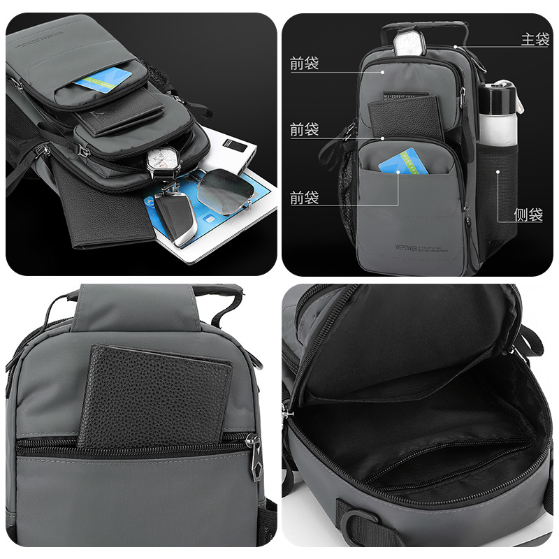 WEPOWER's new men's chest bag, a Korean-style casual commuting single-shoulder bag, and a large-capacity portable crossbody bag for travel Application Scenario