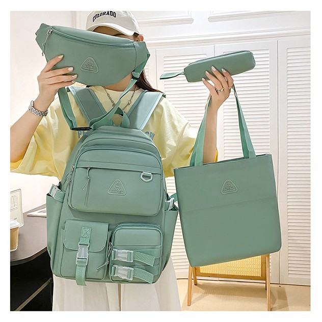 A new versatile student backpack for outdoor sports and travel, a three-piece set of multi-functional schoolbag with large capacity Specification drawing