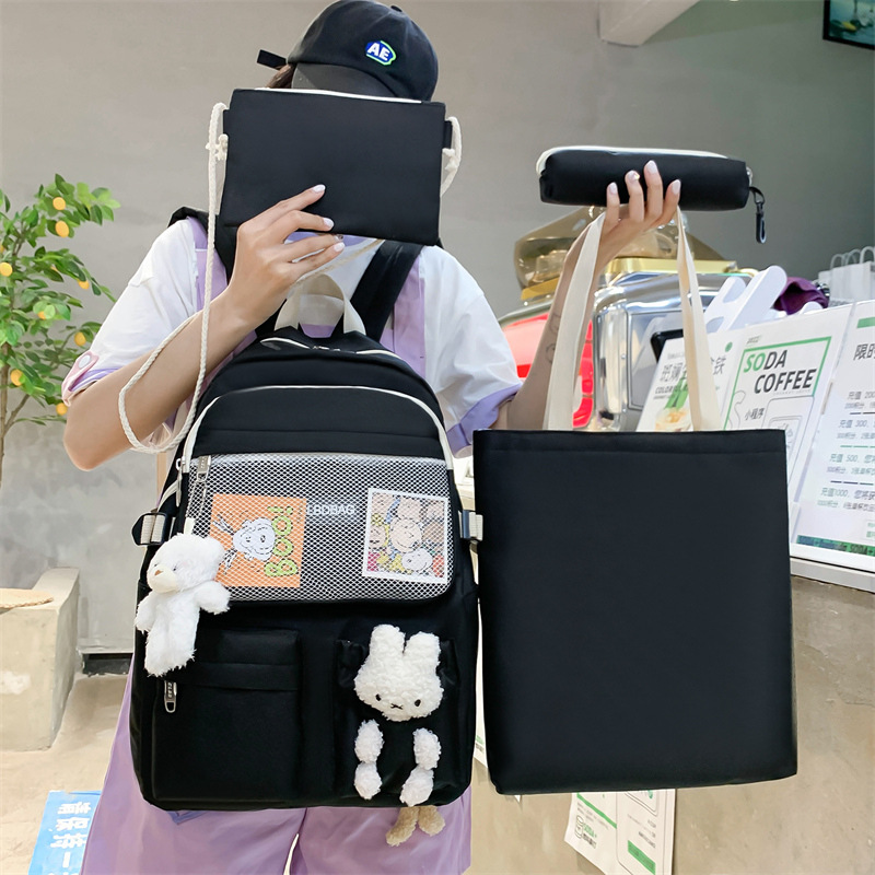 New large-capacity backpack for junior high school students, Japanese-style and Korean-style four-piece backpack for primary school students details Picture