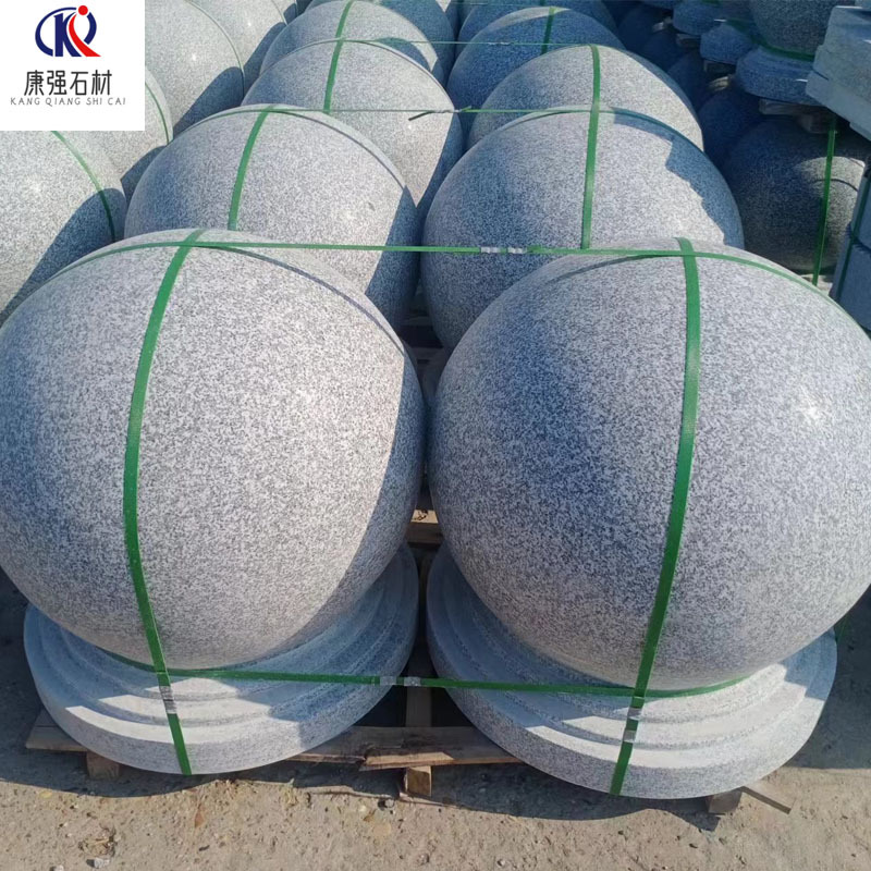 Granite roadblocks, stone balls, marble, sesame grey, car-blocking round balls, school, community, square, car-blocking and road-blocking stone piers full figure