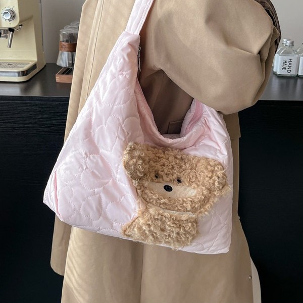 A new large-capacity fashionable nylon fabric bag for women, a versatile single-shoulder crossbody bag for autumn and winter, and a tote bag for school and commuting details Picture
