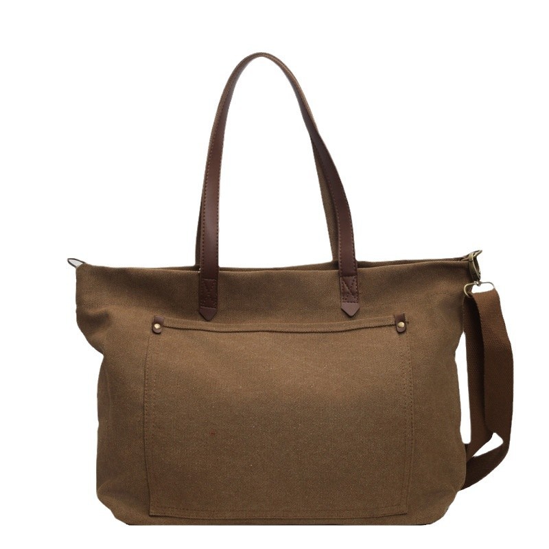 Casual canvas bag, women's single-shoulder crossbody bag, large-capacity Korean version Harajuku handbag, men's simple and versatile tote large bag Item Picture